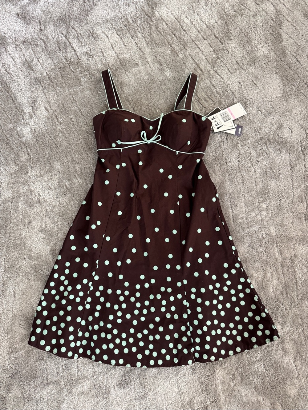 R&K Petite Brown & Green Polka Dot Dress